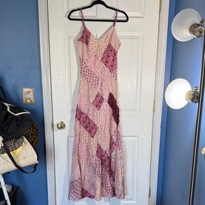 LoveShackFancy Pink Patchwork Slip Dress - damaged